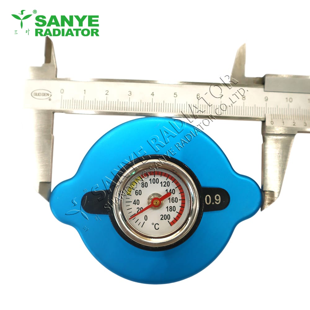 Large radiator cap with visual thermometer
