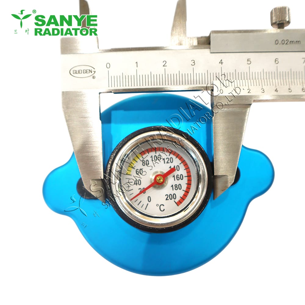 Large radiator cap with visual thermometer